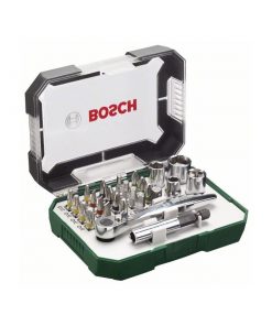 Set de 26 piezas de atornillar, incluye puntas, vasos, carraca BOSCH