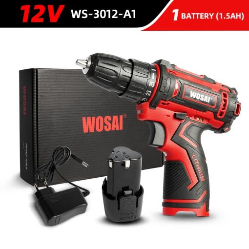 WOSAI-destornillador eléctrico inalámbrico, Mini controlador de potencia, batería de iones de litio CC de 3/8 pulgadas, 12V, 16V, 20V