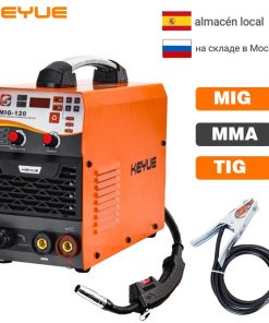 Equipo de soldadura KEYUE portátil MIG-120, inversor sinérgico de 220V, 1kg, sin gas, 0,8/1,0, núcleo de flujo, arco TIG, 3 en 1