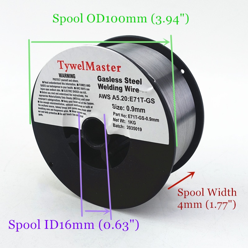 Alambre de soldadura sin gas de acero al carbono, núcleo de fundente, autoprotector, 0,8mm, 0,9mm - Imagen 3