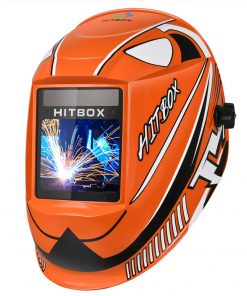 Casco mascara HITBOX de soldadura con oscurecimiento automático pantalla de visión grande, Sensor de arco TIG MIG, Solar, litio, 4