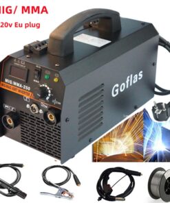Equipo de soldar semiautomático sin Gas soldadura por arco de 220V, enchufe europeo 2 en 1 MMA/ MIG