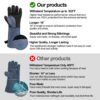 Guantes para soldador resistentes al calor, de cuero de vaca grueso, color azul - Imagen 4